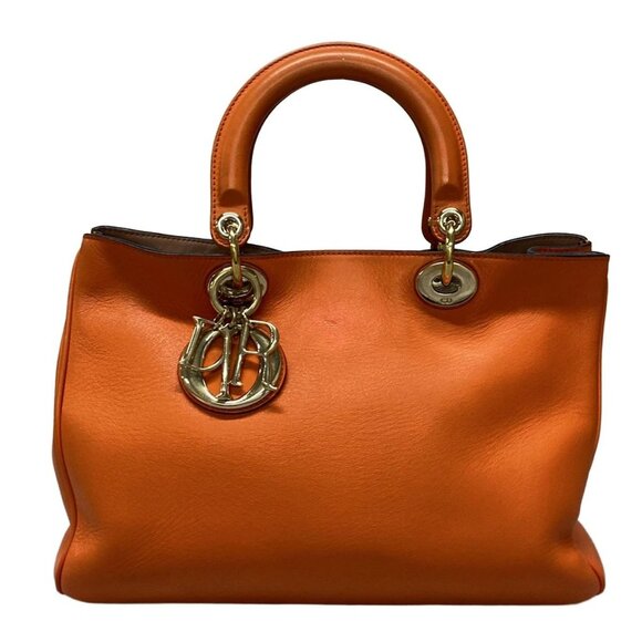 Auth DIOR/ChristianDior Diorissimo Orange Leather Tote Bag - Picture 1 of 15